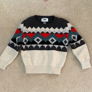 Old Navy Black, Red, and Cream Kids Sweater